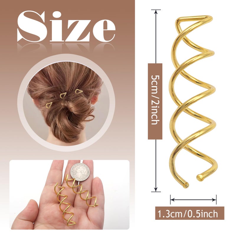 TUUXI 10pcs Spiral Hair Pins 2 Inch Bun Twister Spiral Bobby Pins Gold Spin Clip for Thick Hair Non Scratched Round Clip Bun Maker for Women - Image 2